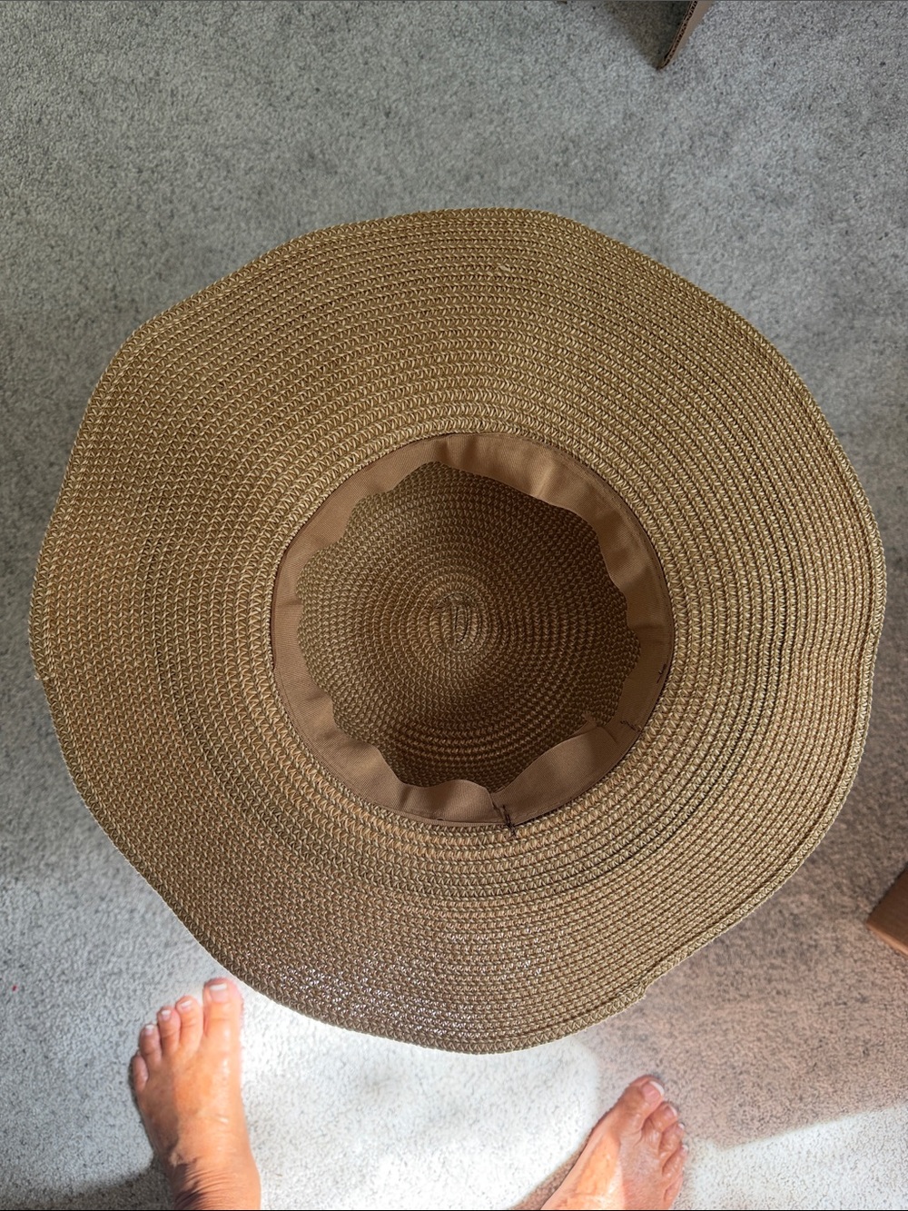 Classic Straw Sun Hat with Brown Braid Trim - Women's Beach Hat. Packable - Picture 2 of 5